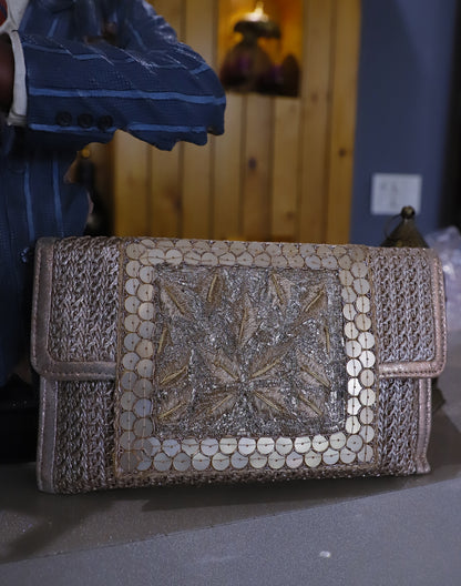 Copper Jute Envelope Clutch