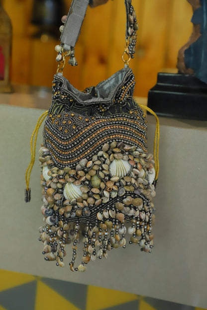 The Shell Embellished Potli Bag